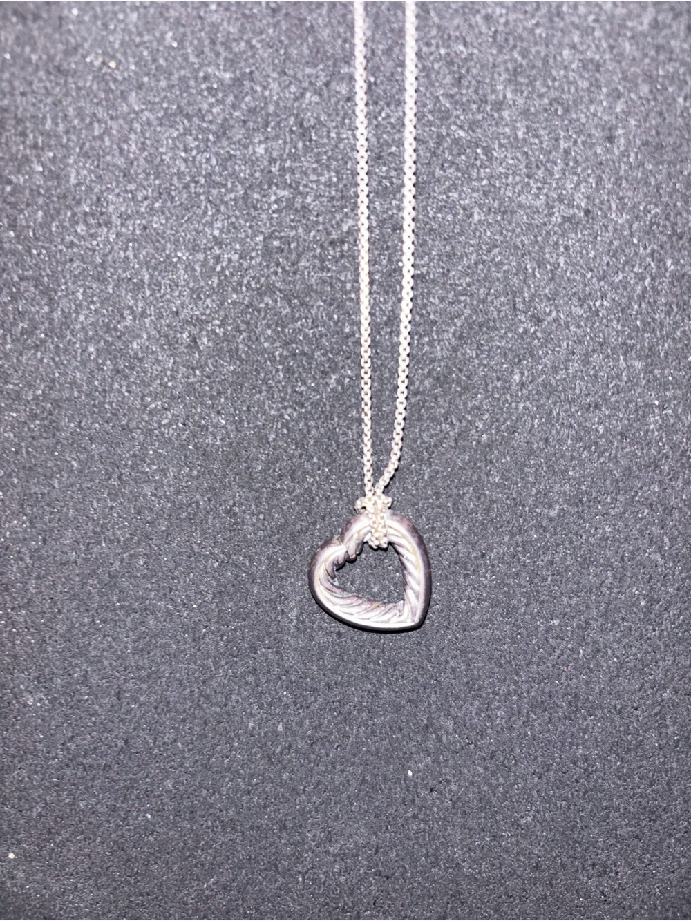David Yurman Silver Cable Heart Pendant Necklace - Picture 11 of 13